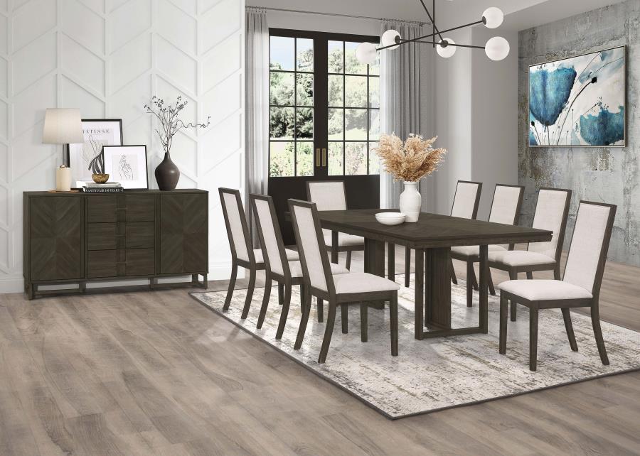 Kelly Rectangular Dining Table · Solid Wood Look · Dark Grey