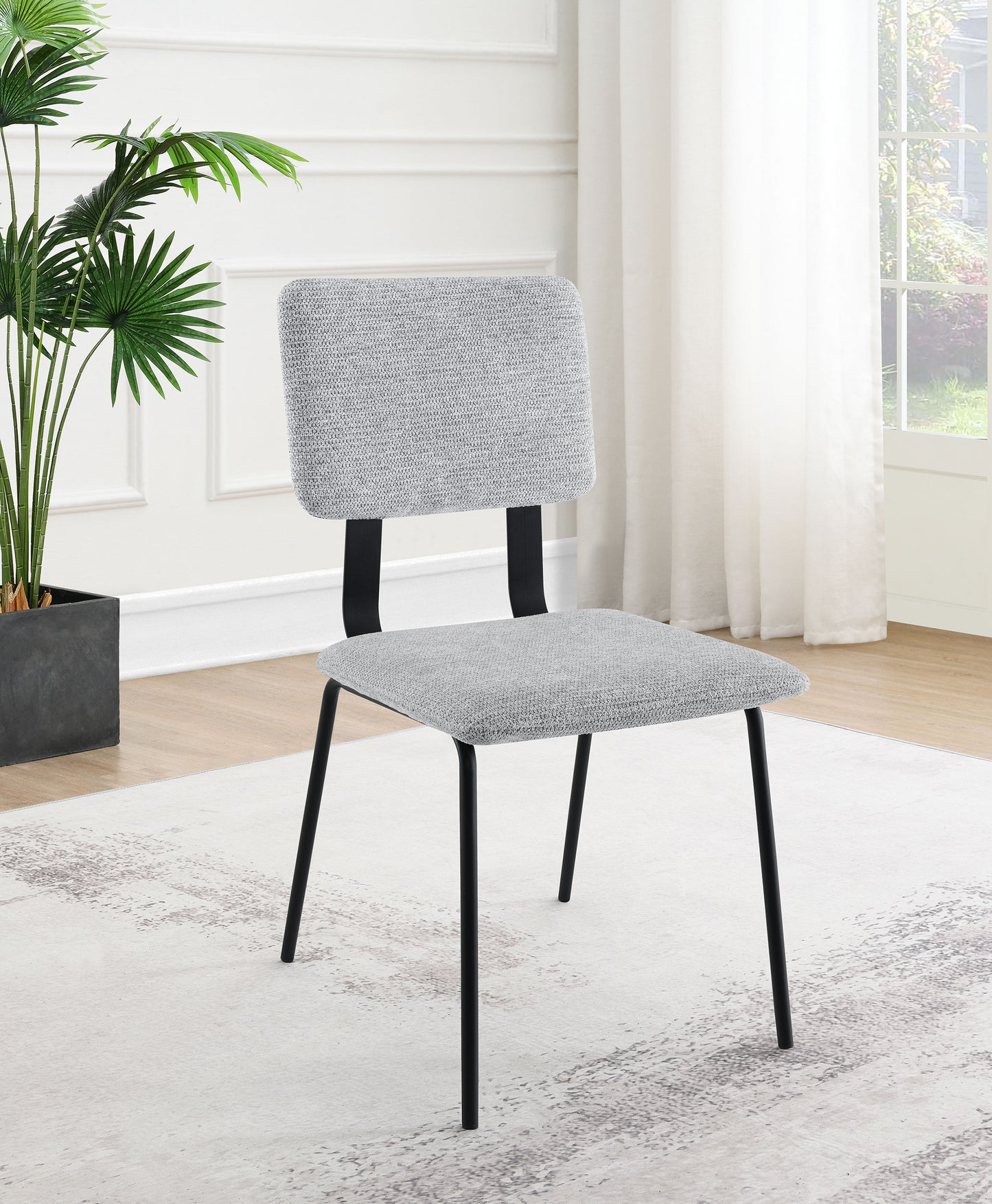 Calla Fabric Upholstered Dining Side Chair – Grey (Set of 2)