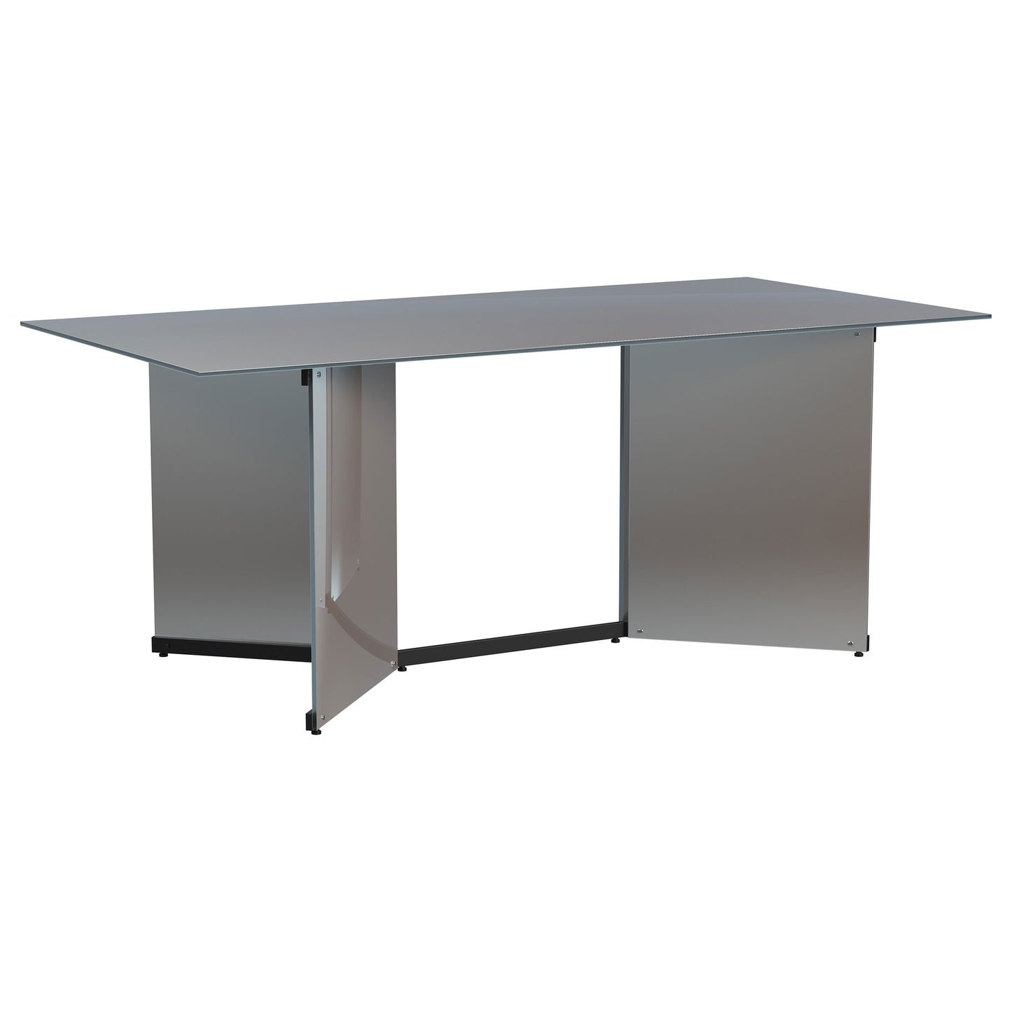 Rosmery 76” Rectangular Mirrored Dining Table – Silver & Black Accents