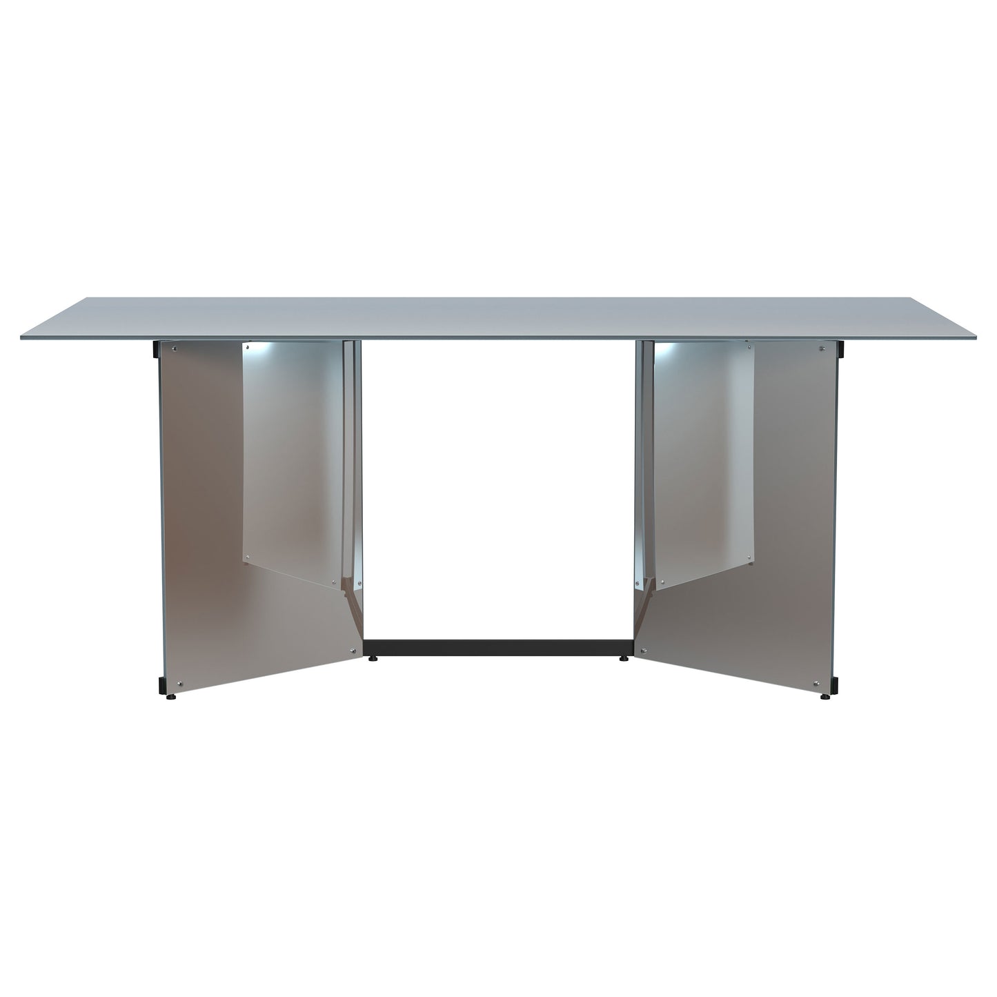 Rosmery 76” Rectangular Mirrored Dining Table – Silver & Black Accents