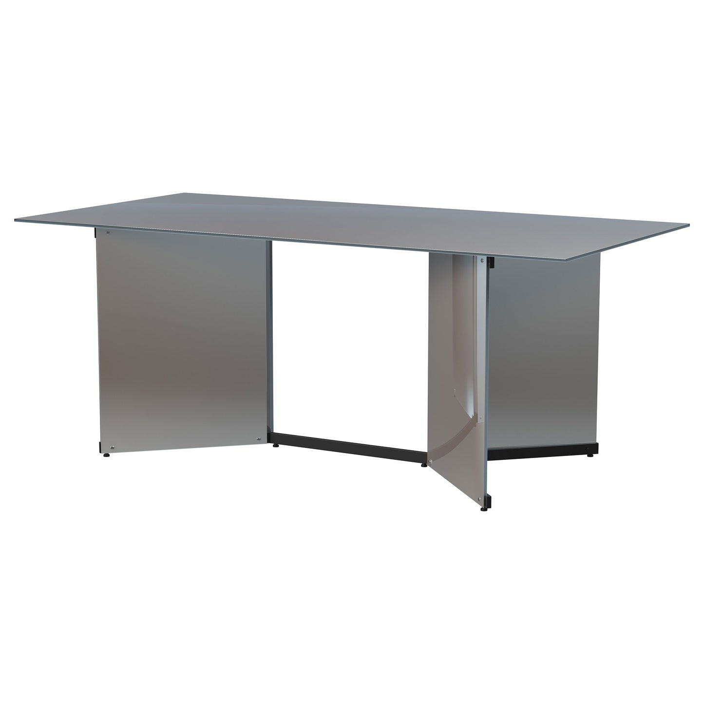 Rosmery 76” Rectangular Mirrored Dining Table – Silver & Black Accents