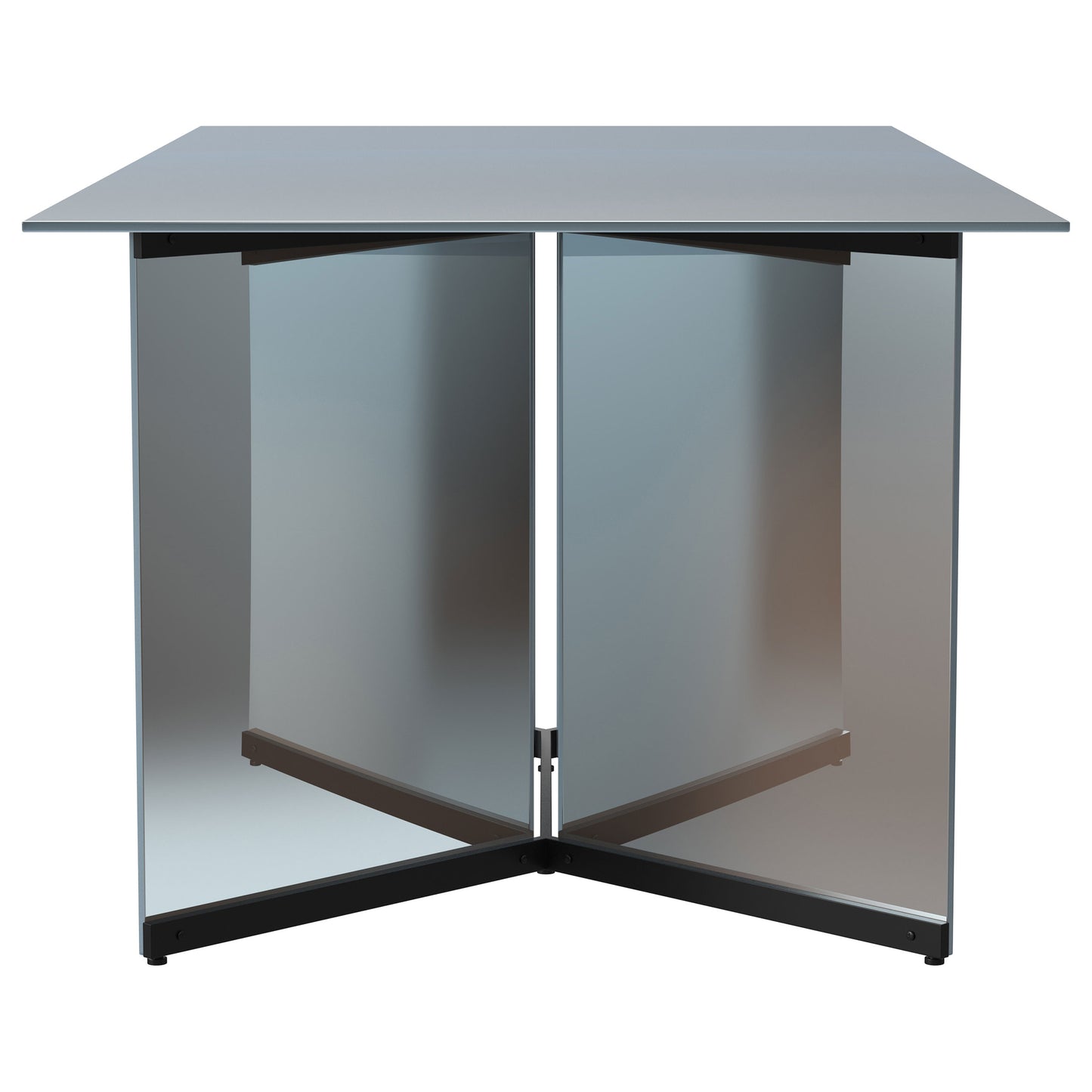 Rosmery 76” Rectangular Mirrored Dining Table – Silver & Black Accents