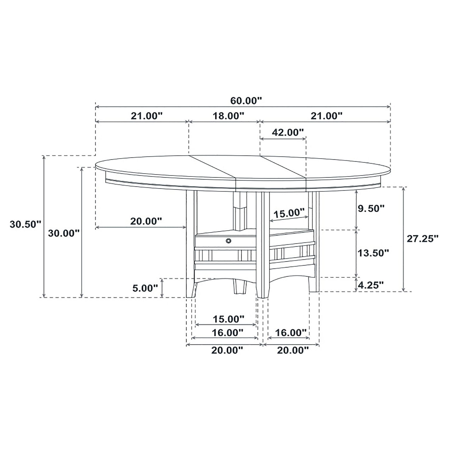 Callen 60” Oval Extension Dining Table in Medium Grey