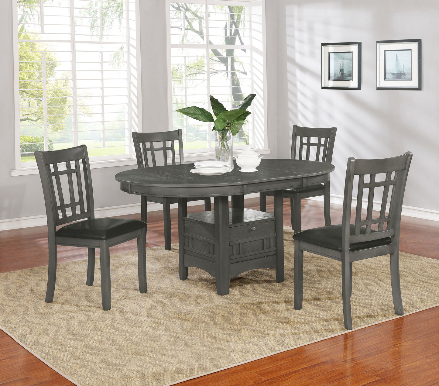 Callen 60” Oval Extension Dining Table in Medium Grey