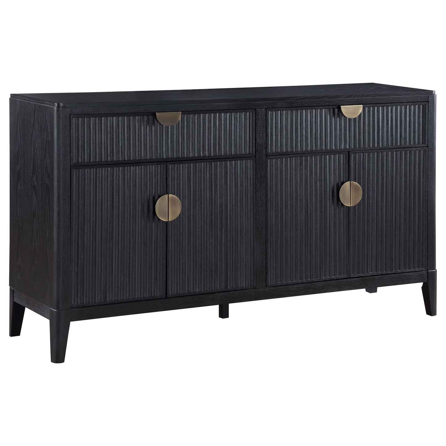 Noirvelle 4-Door Art Deco Sideboard Buffet – Black Textured Finish