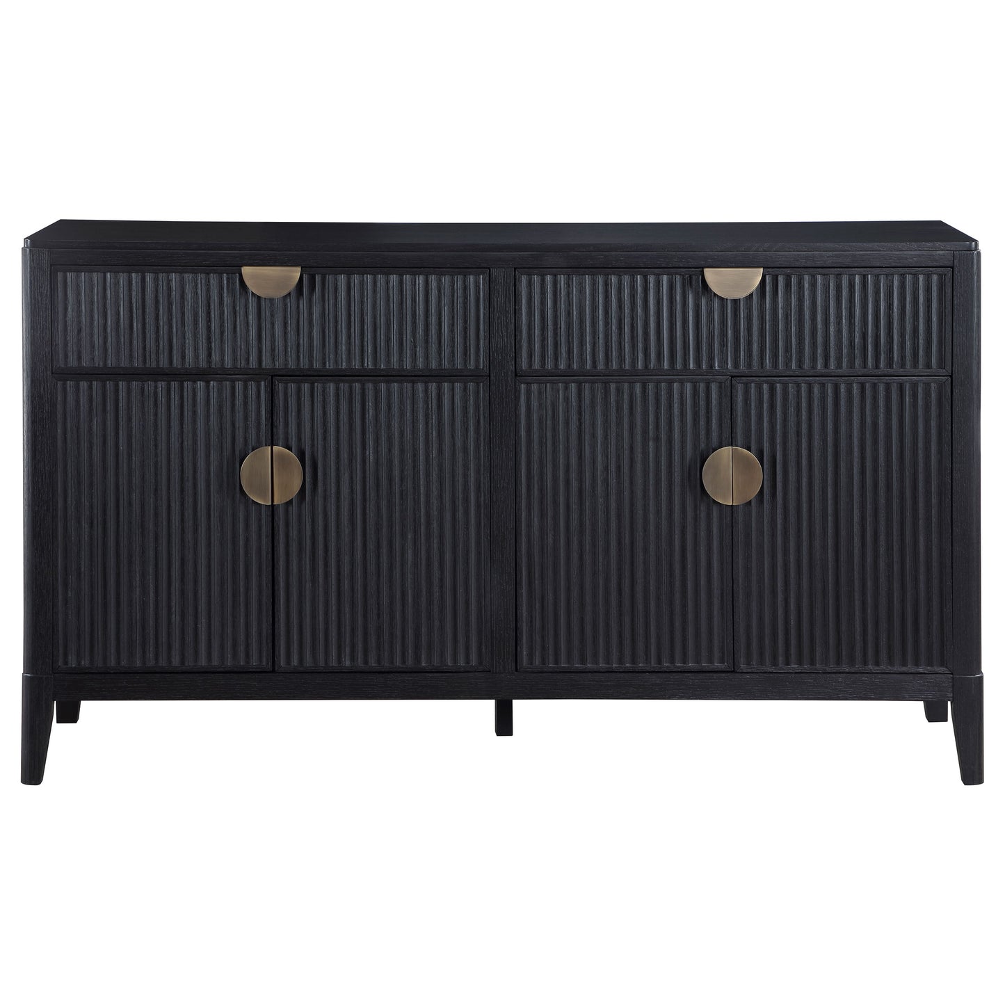 Noirvelle 4-Door Art Deco Sideboard Buffet – Black Textured Finish