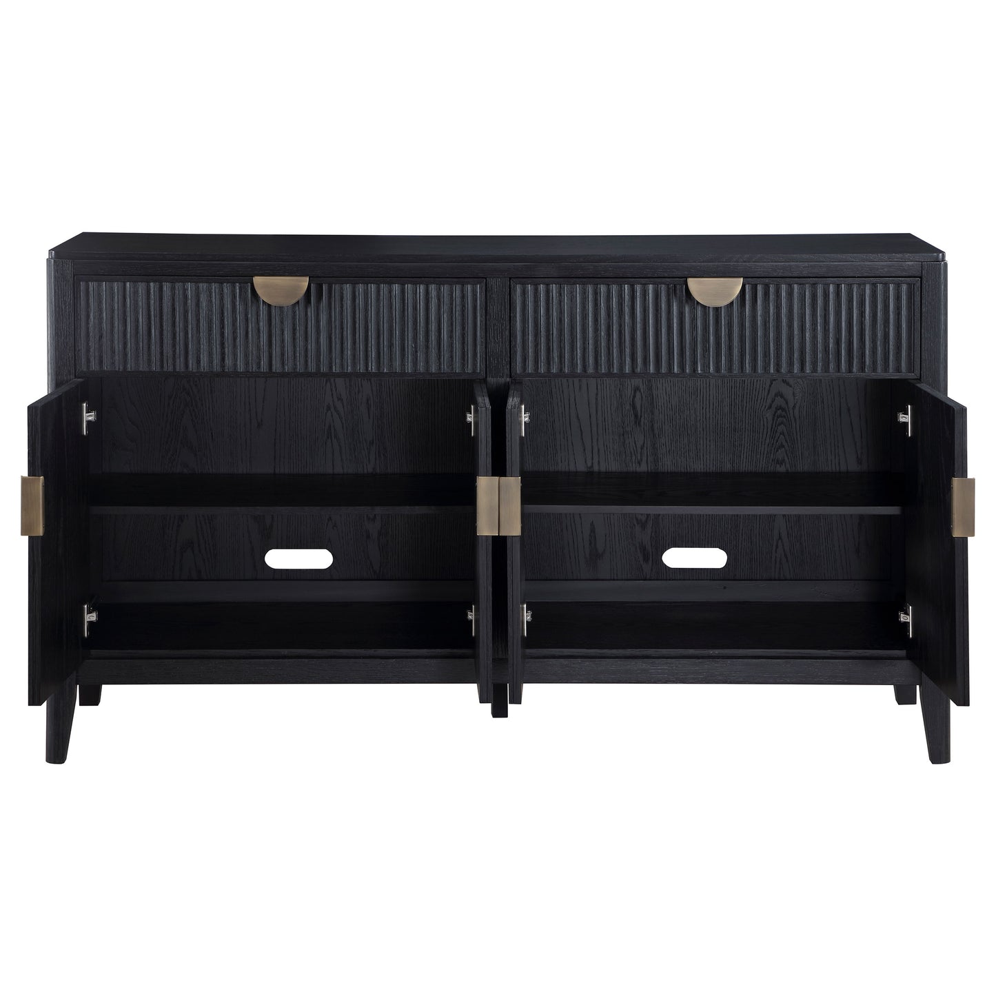 Noirvelle 4-Door Art Deco Sideboard Buffet – Black Textured Finish
