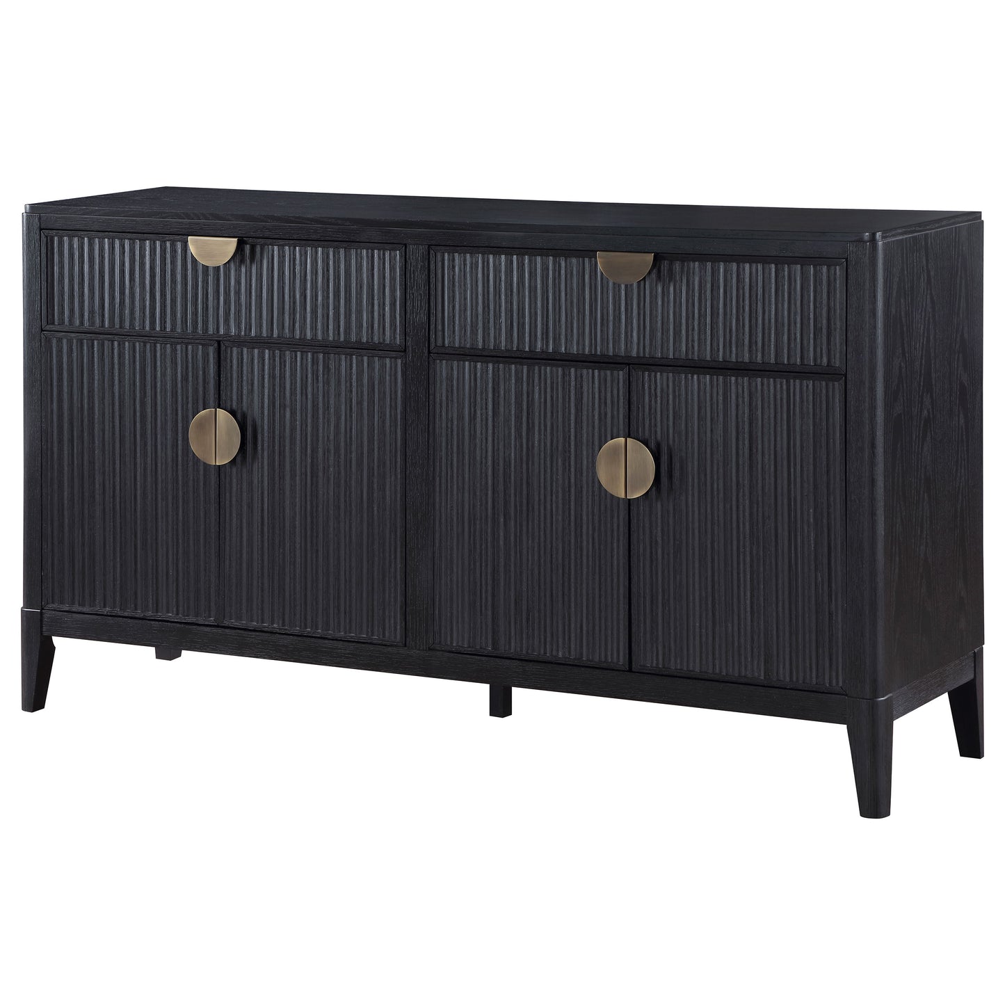 Noirvelle 4-Door Art Deco Sideboard Buffet – Black Textured Finish