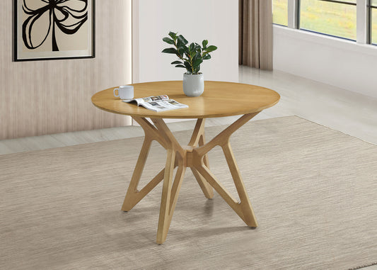 Elowen 42-inch Round Light Walnut Dining Table with Sculptural Wood Base