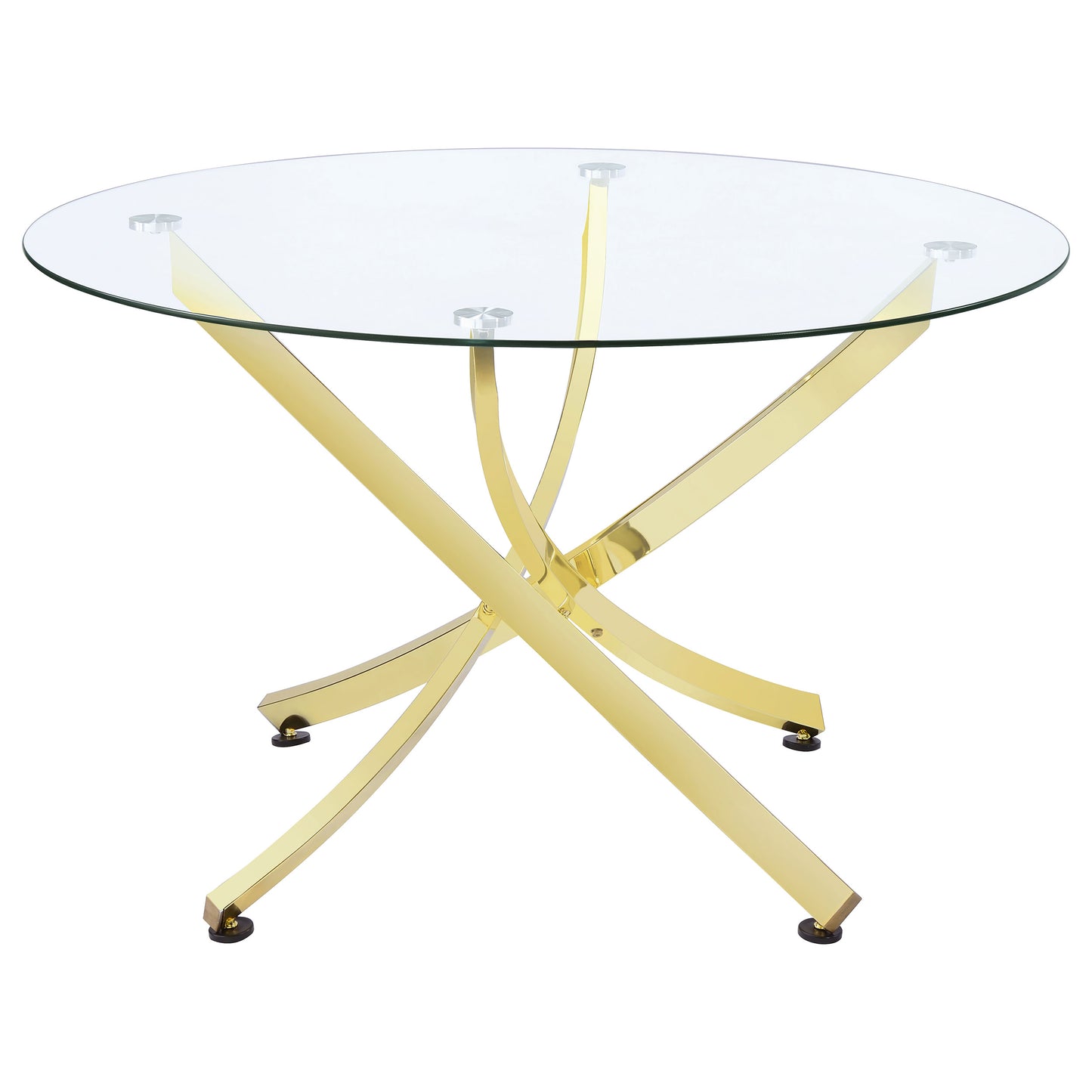 Brassio 46-inch Round Glass Dining Table with Sculptural Base
