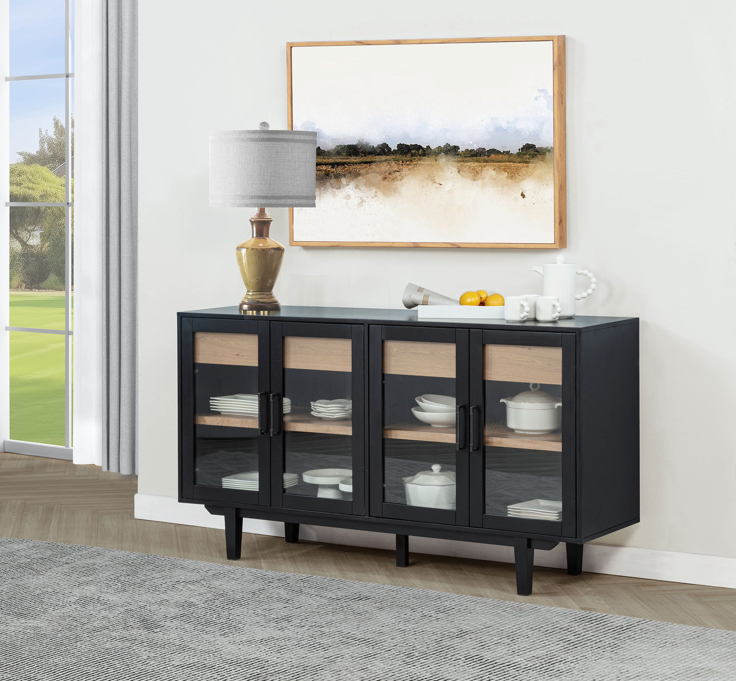 Brindle 59" 3-Door Sideboard – Distressed Light Brown Finish