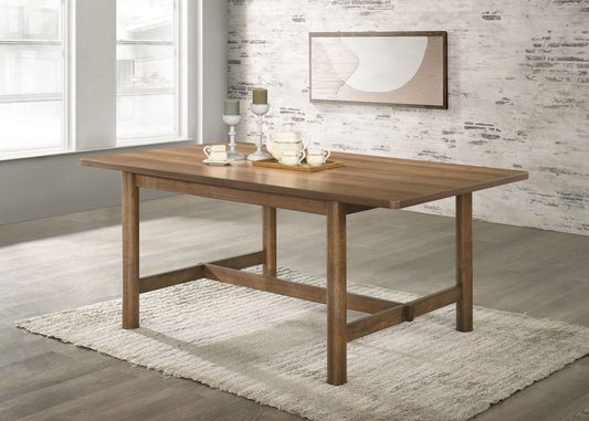 Brenley 71-inch Walnut Wood Dining Table with Trestle Base and Rounded Edges