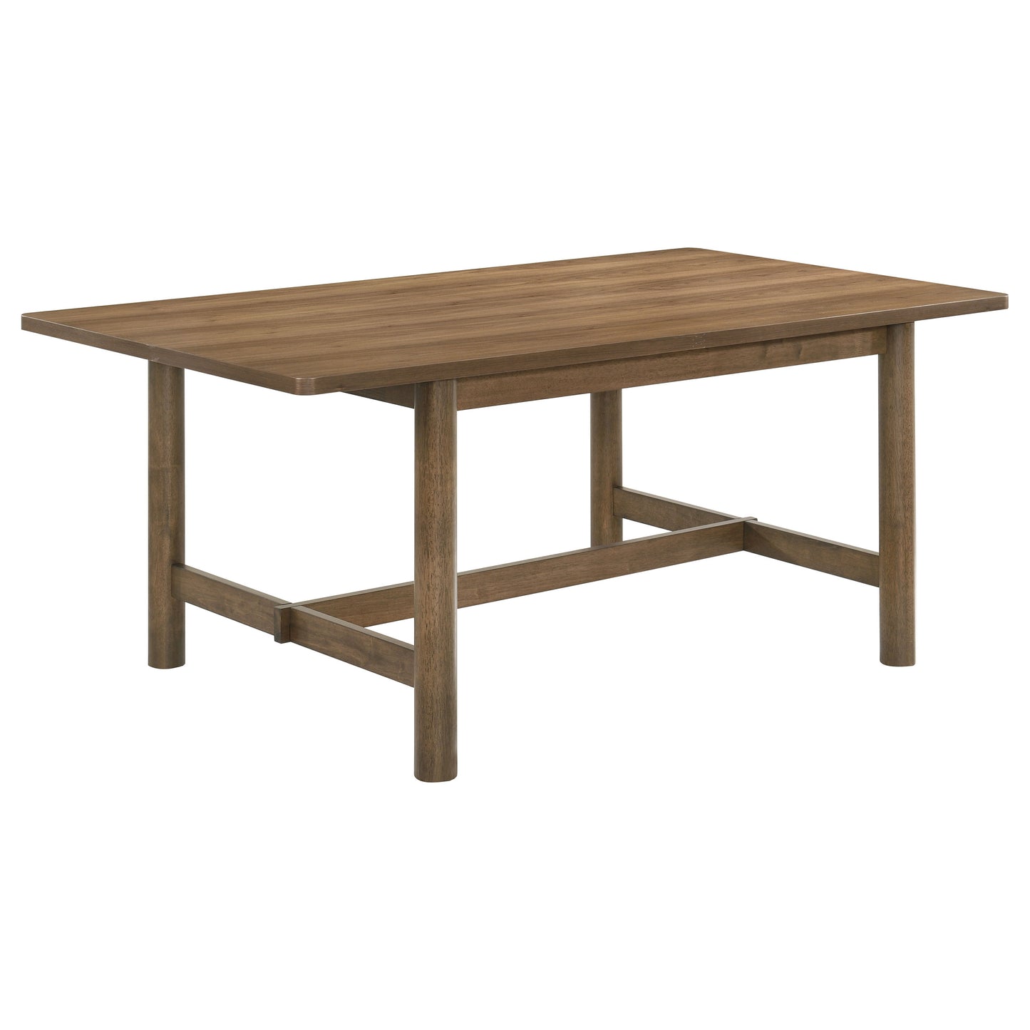 Brenley 71-inch Walnut Wood Dining Table with Trestle Base and Rounded Edges