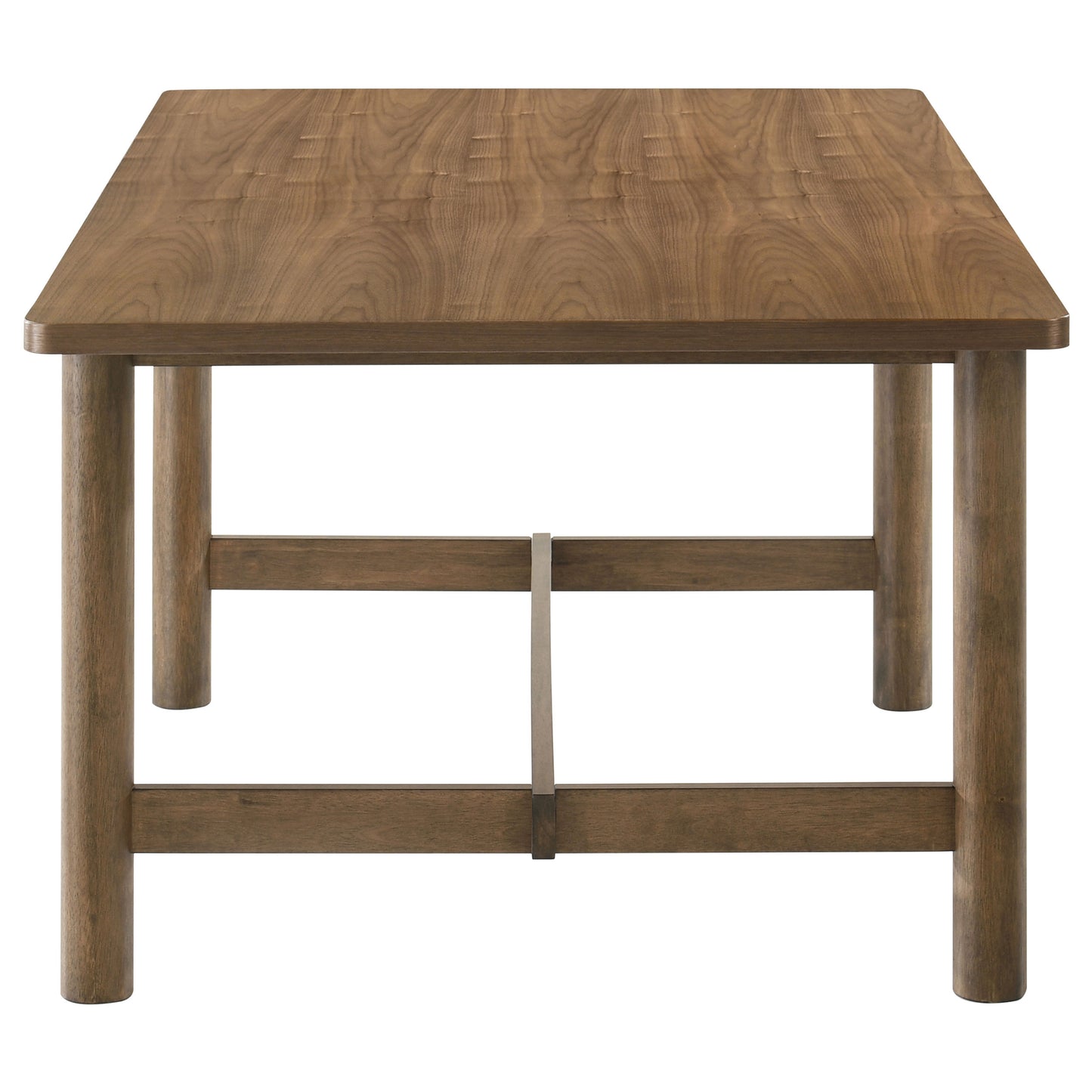Brenley 71-inch Walnut Wood Dining Table with Trestle Base and Rounded Edges