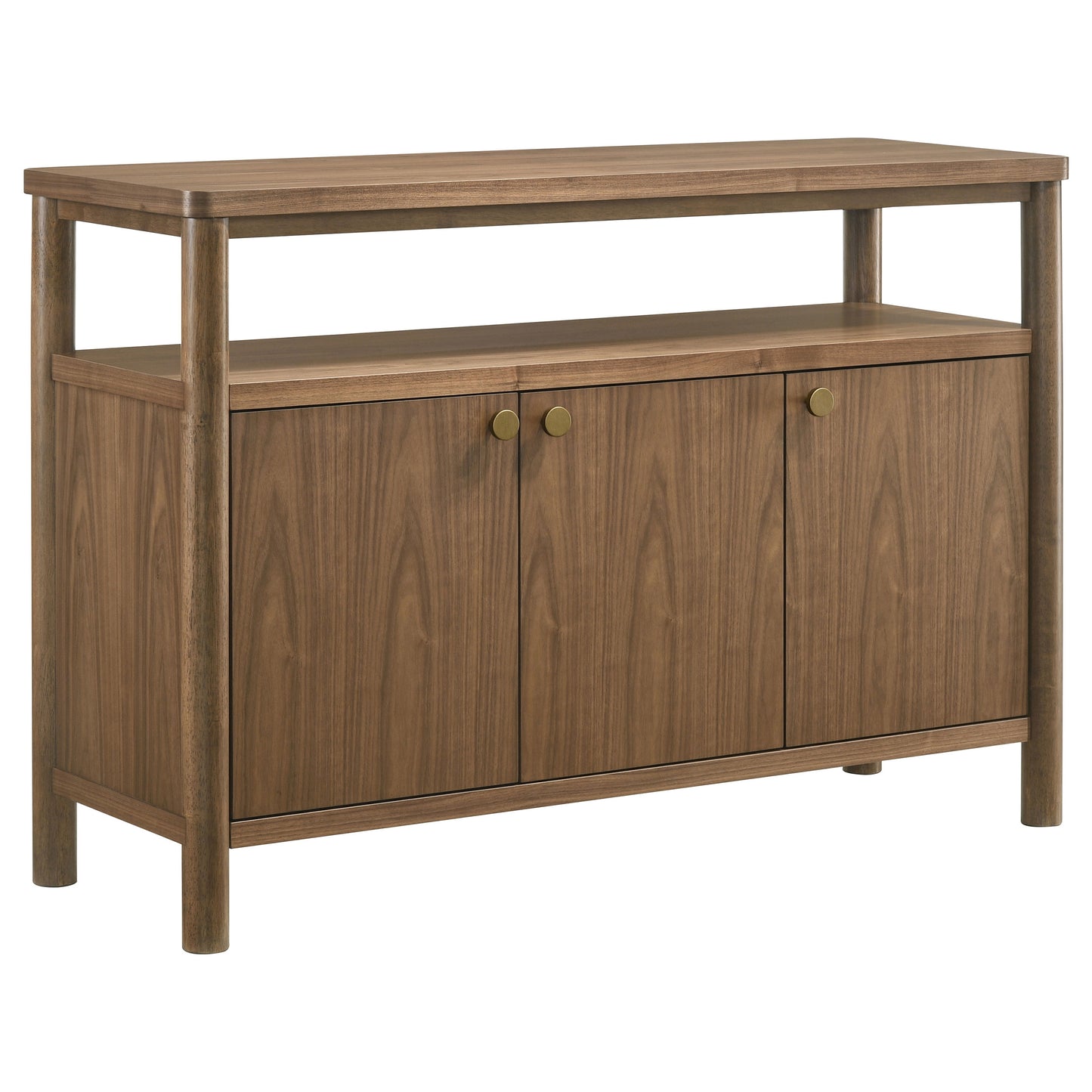 Everett Modern 3-Door Sideboard with Shelf Walnut Brown
