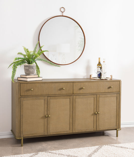 Virelle Cane Door 2-Drawer Sideboard Server – Sand Wash Finish