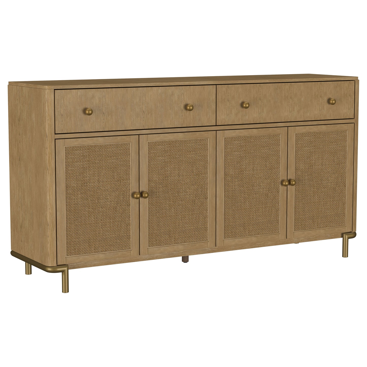 Virelle Cane Door 2-Drawer Sideboard Server – Sand Wash Finish