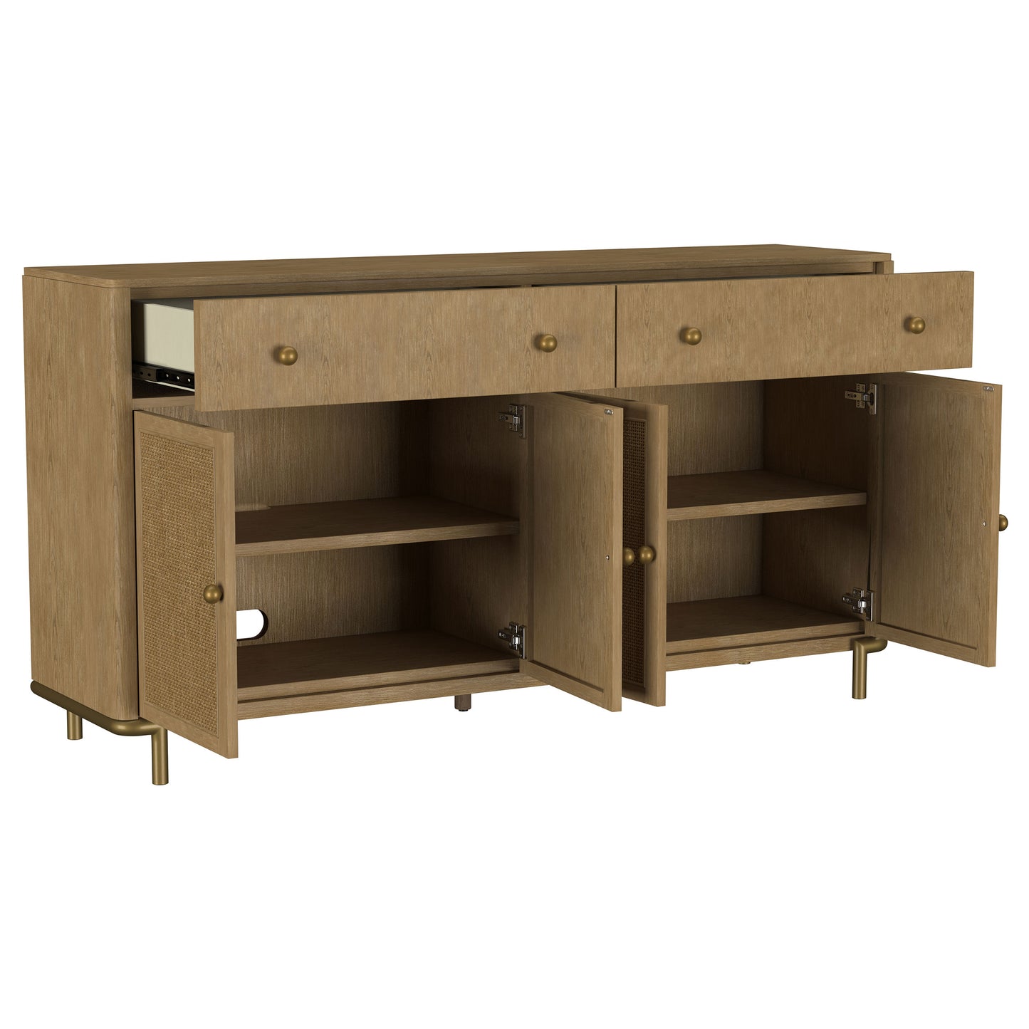 Virelle Cane Door 2-Drawer Sideboard Server – Sand Wash Finish