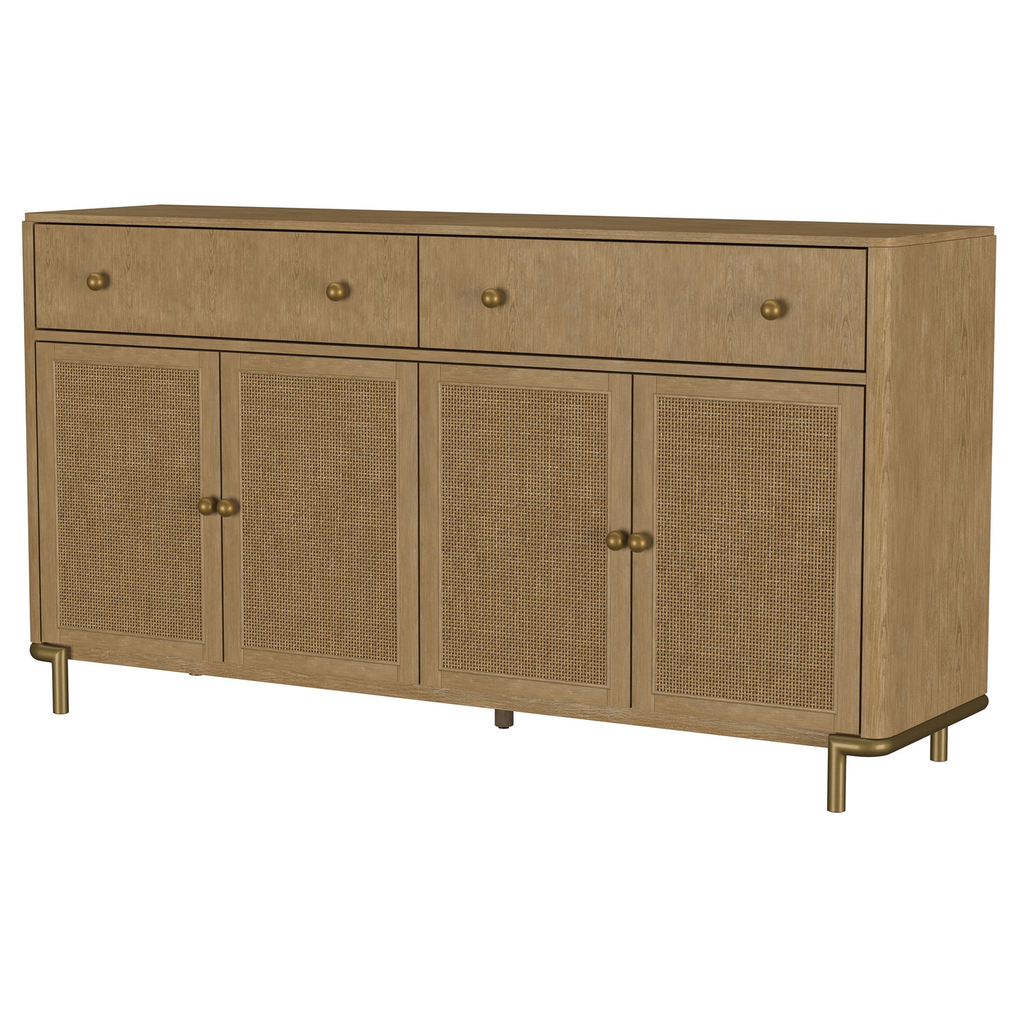 Virelle Cane Door 2-Drawer Sideboard Server – Sand Wash Finish