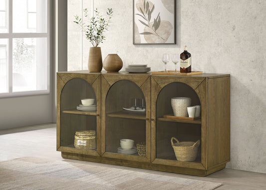 Kingsport 71-Inch Display Sideboard with Glass Panels and Shelves
