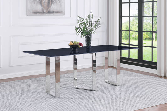 Varese 79-inch Grey Sintered Stone Modern Dining Table with Sculptural Steel Base