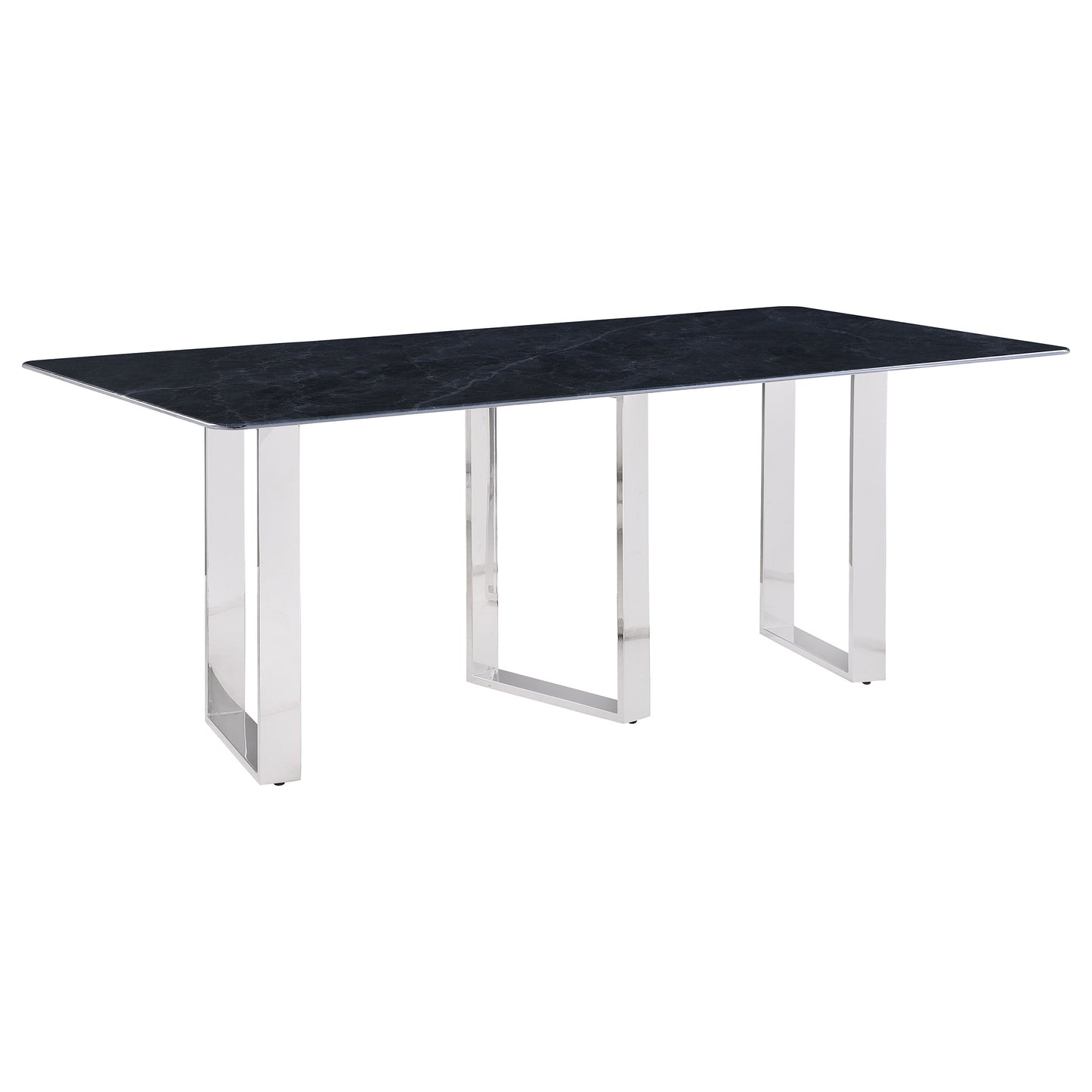 Varese 79-inch Grey Sintered Stone Modern Dining Table with Sculptural Steel Base