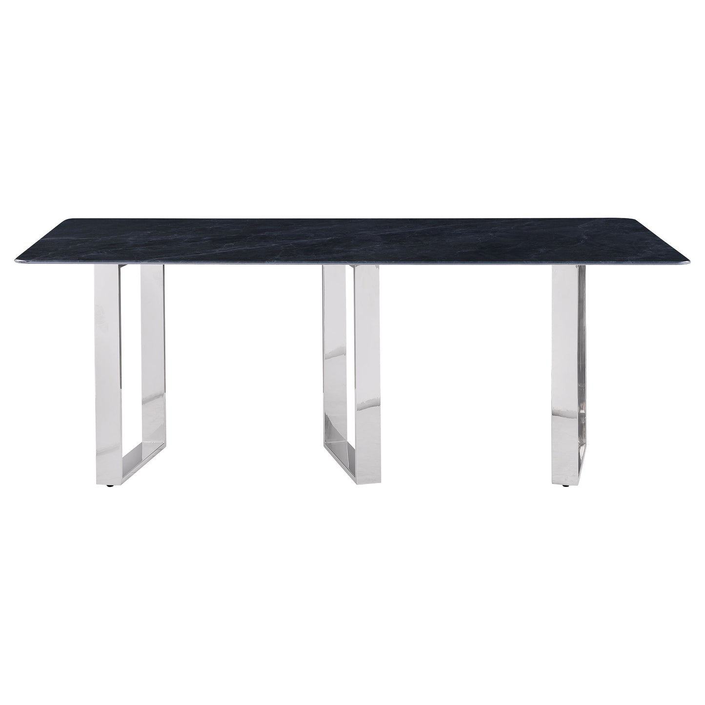 Varese 79-inch Grey Sintered Stone Modern Dining Table with Sculptural Steel Base