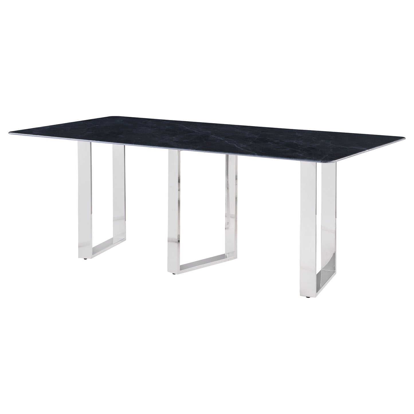 Varese 79-inch Grey Sintered Stone Modern Dining Table with Sculptural Steel Base