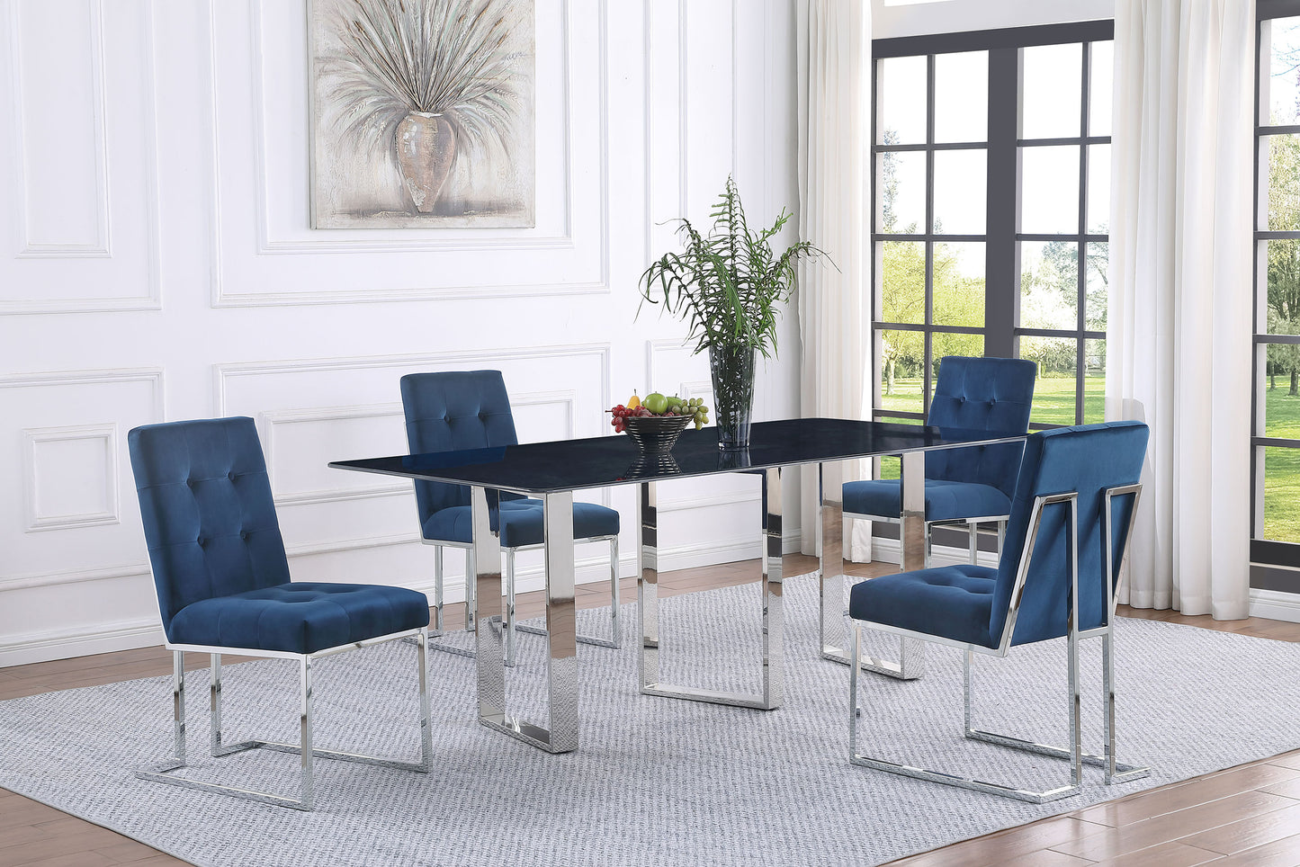 Varese 79-inch Grey Sintered Stone Modern Dining Table with Sculptural Steel Base