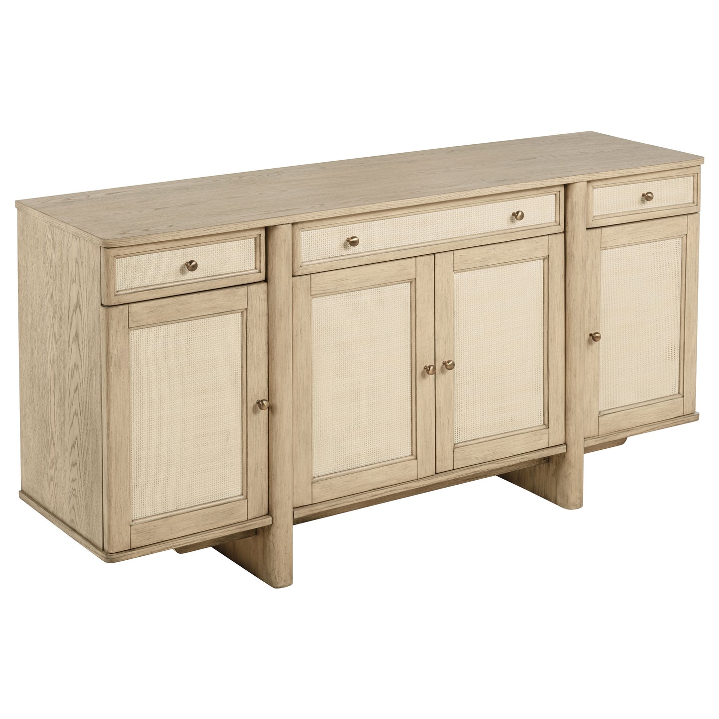 Calista Beige Oak Sideboard with Woven Cane Doors and Drawers