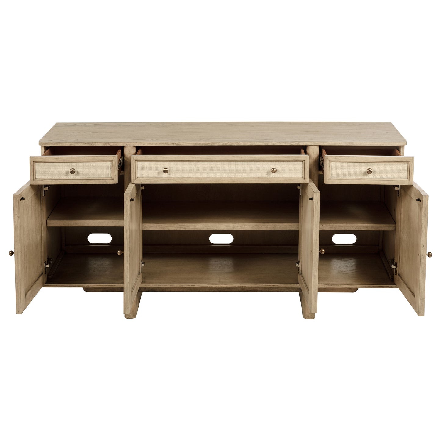 Calista Beige Oak Sideboard with Woven Cane Doors and Drawers