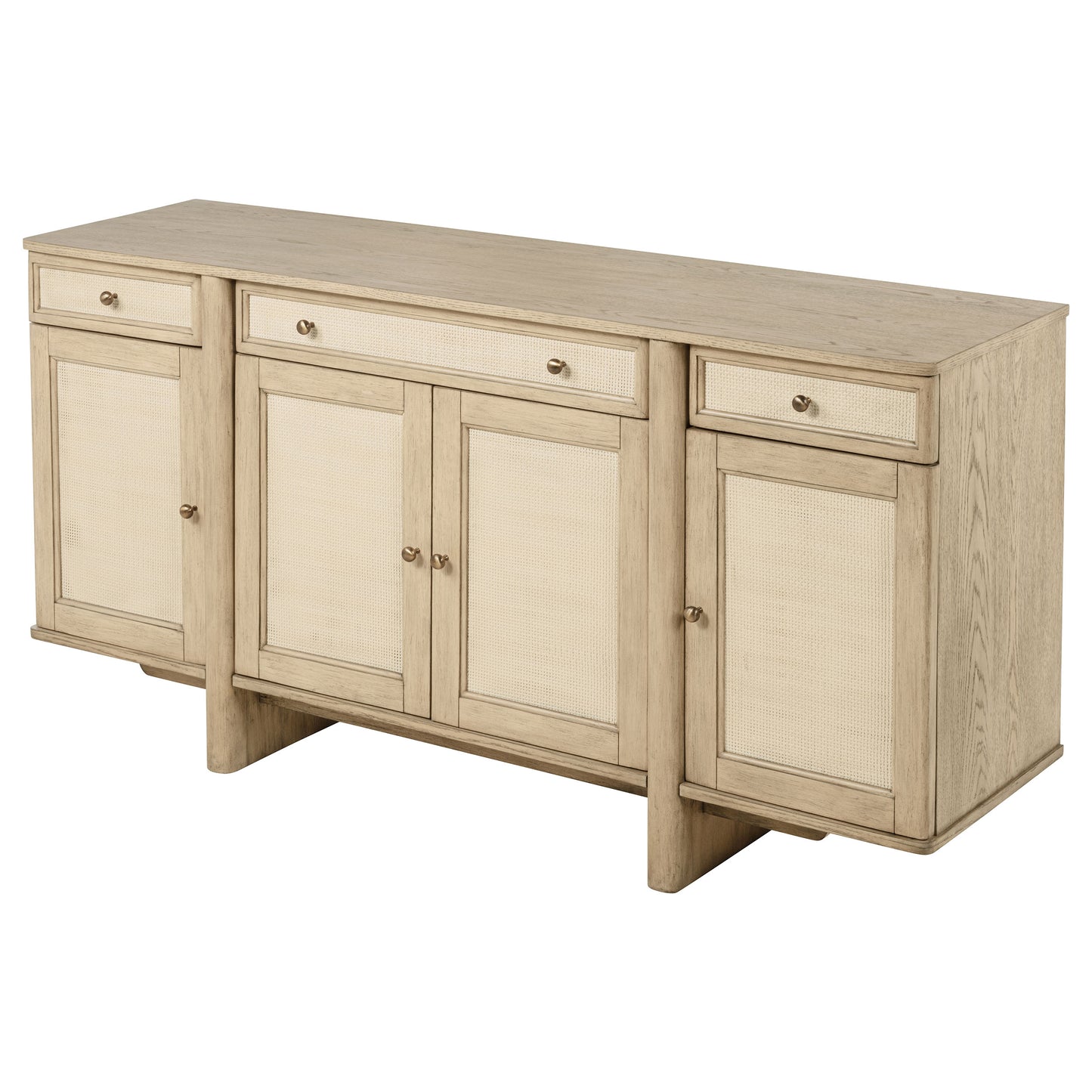 Calista Beige Oak Sideboard with Woven Cane Doors and Drawers