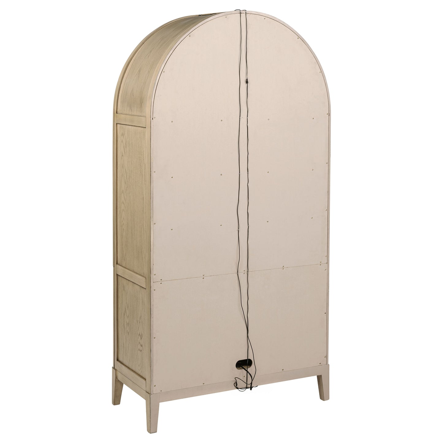 Marbella Vitrine Cabinet with Glass Doors and Cane Storage Beige Oak