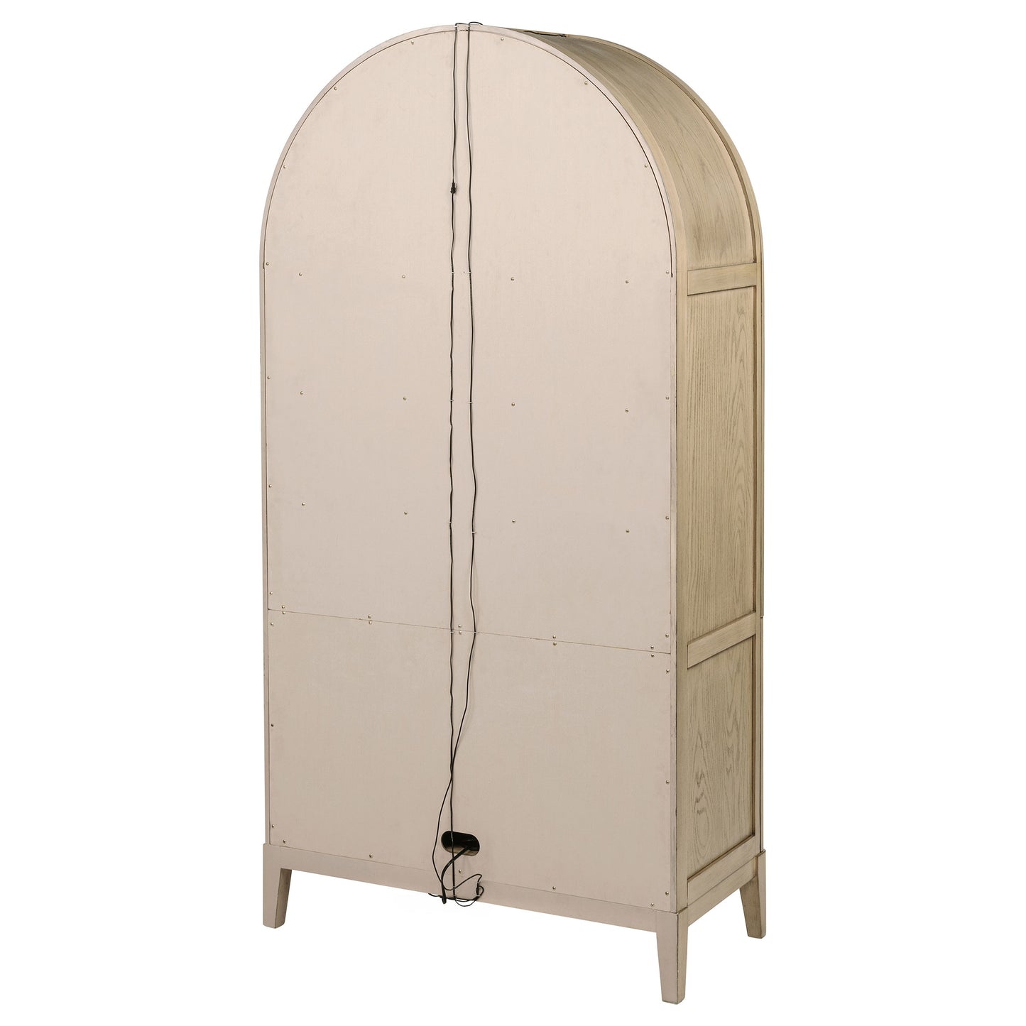 Marbella Vitrine Cabinet with Glass Doors and Cane Storage Beige Oak