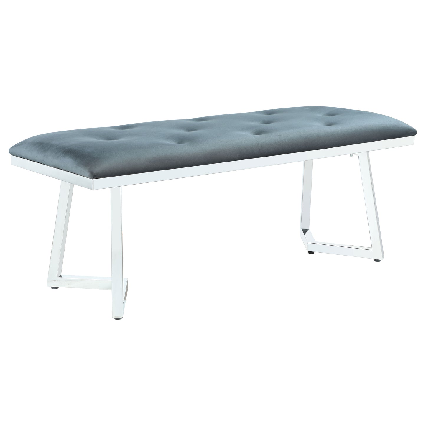 Beaufort Velvet Upholstered Dining Bench – Steel Grey