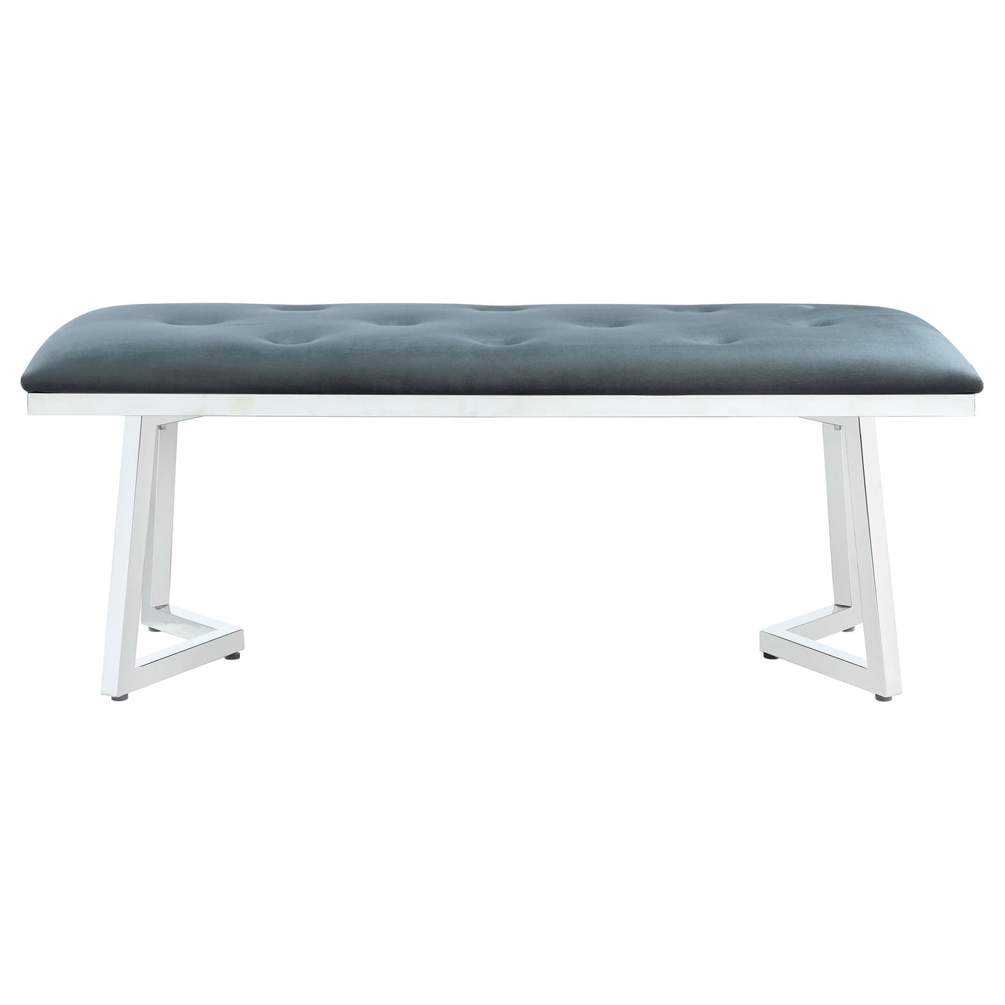 Beaufort Velvet Upholstered Dining Bench – Steel Grey