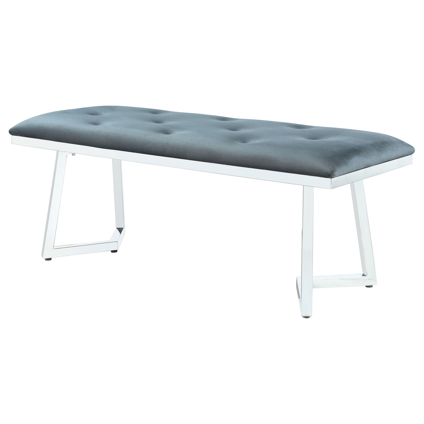Beaufort Velvet Upholstered Dining Bench – Steel Grey