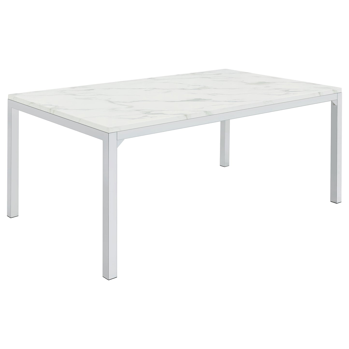 Athena Rectangular 64-Inch Faux Marble Dining Table – Chrome