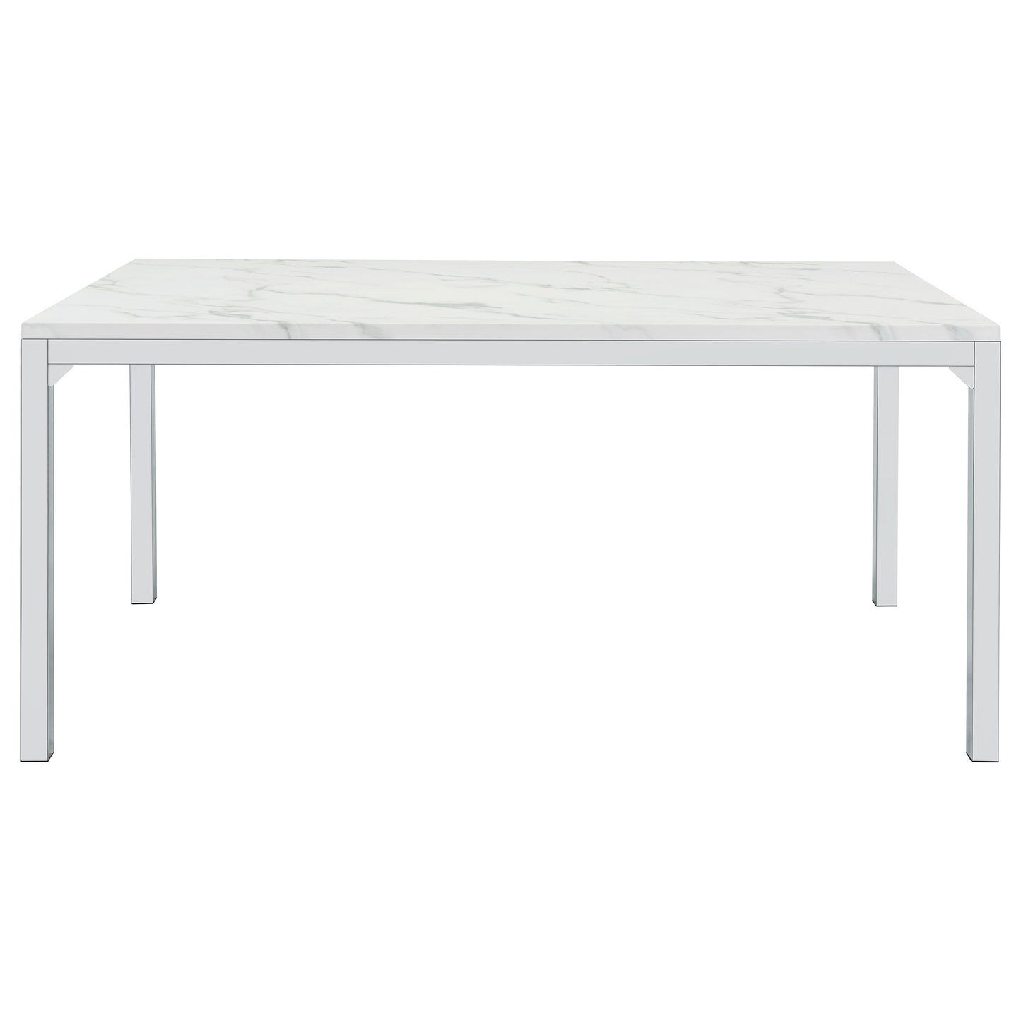 Athena Rectangular 64-Inch Faux Marble Dining Table – Chrome