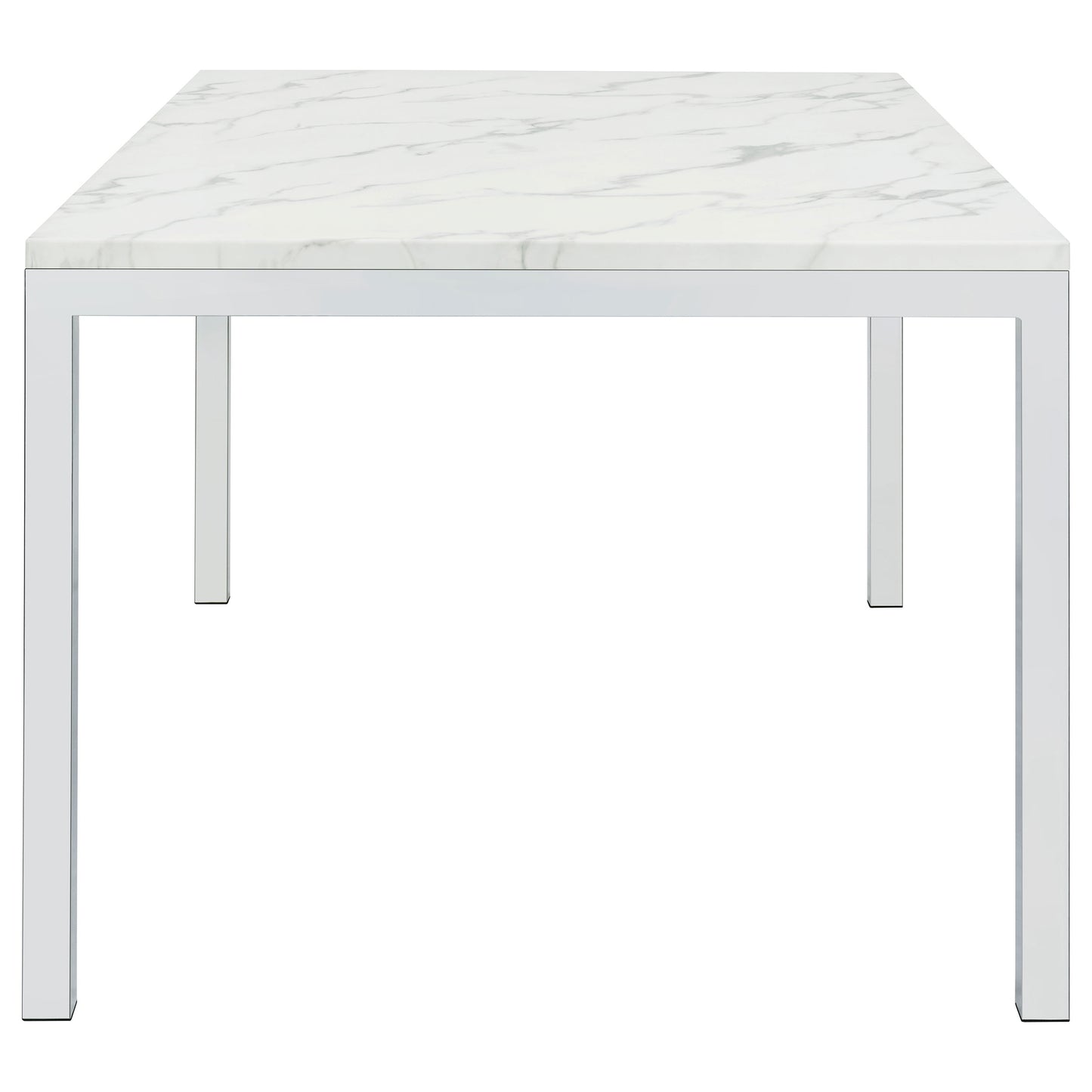 Athena Rectangular 64-Inch Faux Marble Dining Table – Chrome