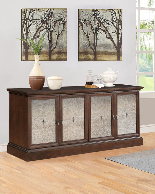 Weston 4-Door Sideboard Cabinet with Mirrored Panels Antique Java