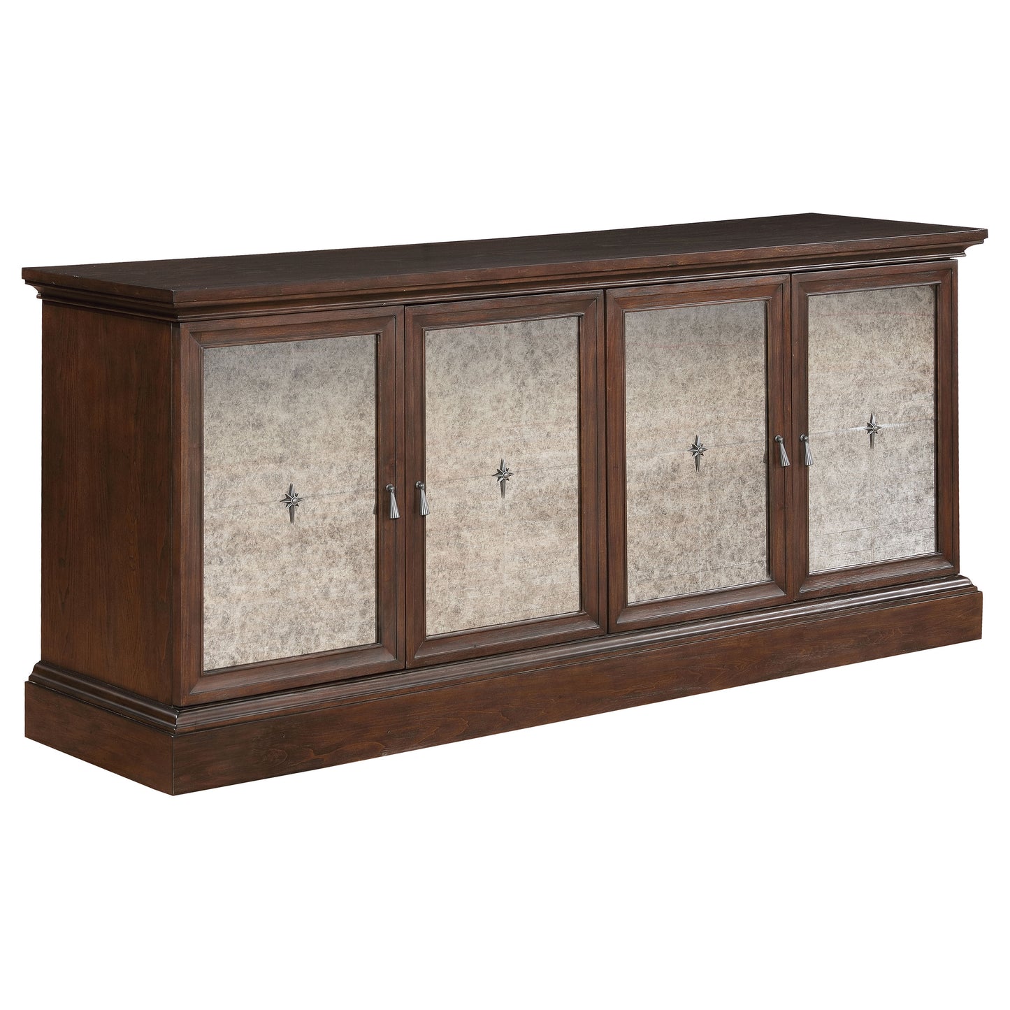 Weston 4-Door Sideboard Cabinet with Mirrored Panels Antique Java