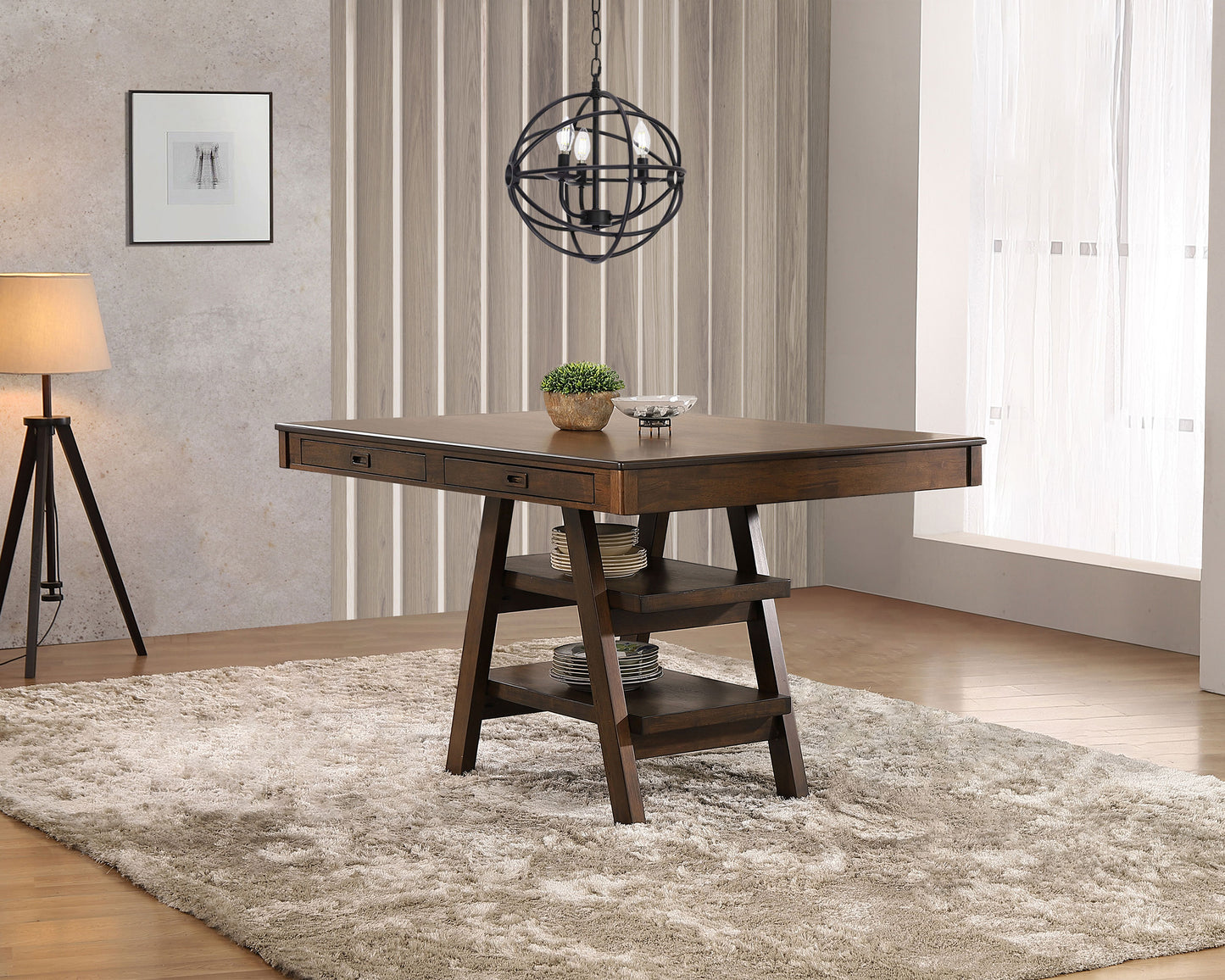 Farren 60” Rectangular Counter Height Dining Table in Walnut