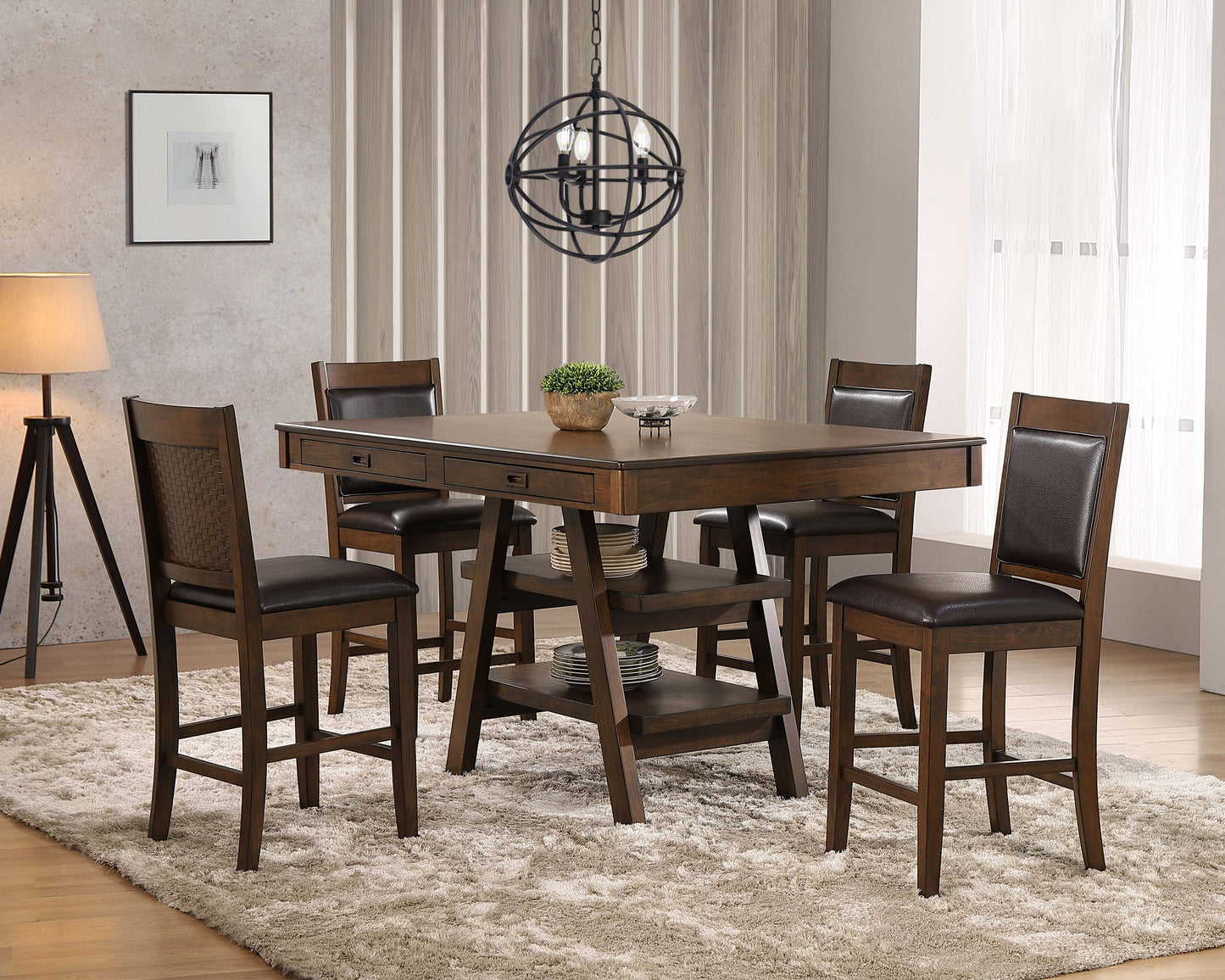 Farren 60” Rectangular Counter Height Dining Table in Walnut