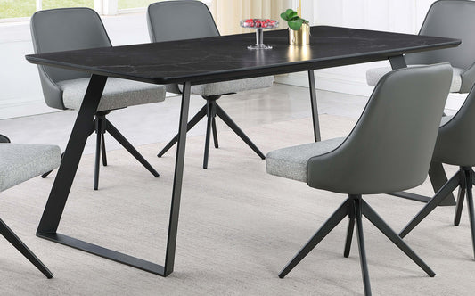 Veyron 71” Rectangular Ceramic Top Dining Table in Black