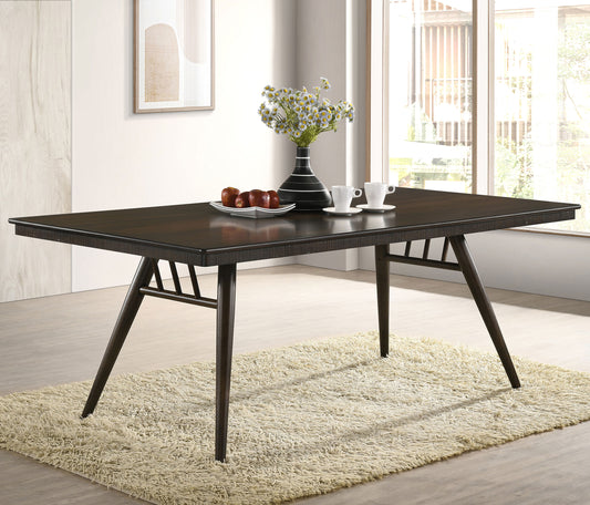 Kessler 80-inch Dark Walnut Mid-Century Modern Dining Table with Fluted Apron