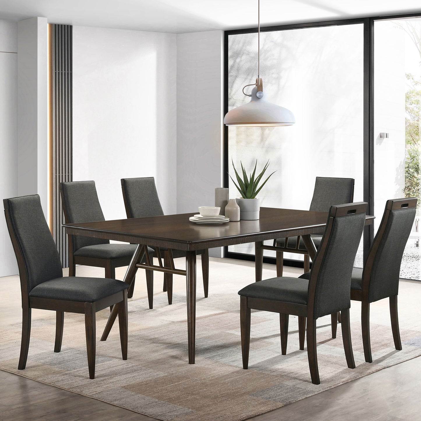 Kessler 80-inch Dark Walnut Mid-Century Modern Dining Table with Fluted Apron
