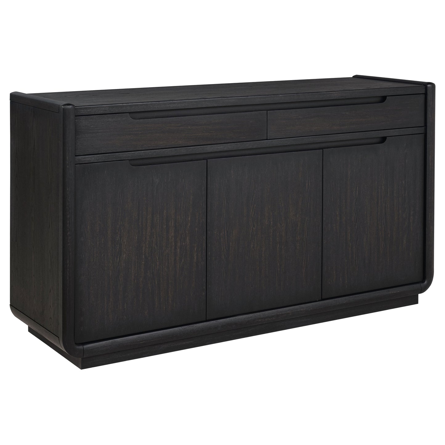 Valmere Sculpted 3-Door Sideboard with Drawers – Burnished Black