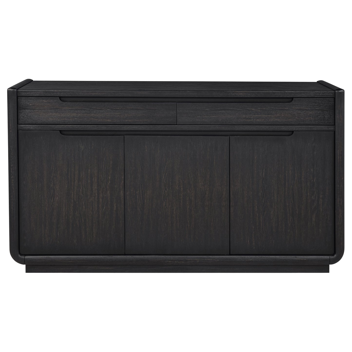 Valmere Sculpted 3-Door Sideboard with Drawers – Burnished Black
