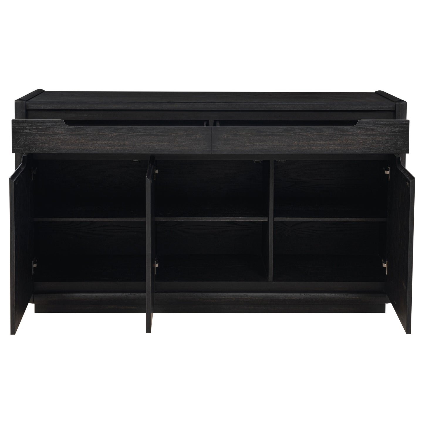 Valmere Sculpted 3-Door Sideboard with Drawers – Burnished Black